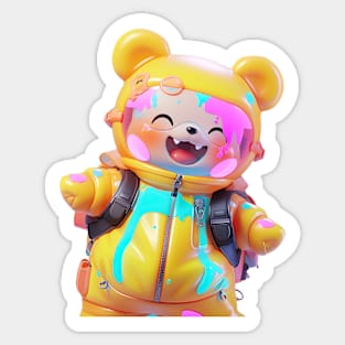 AKBLM - HAPPY KUMA LOVES PAINTBALL ペイントボール | HAPPY KAWAII 3D ANIME KUMA MASCOT Sticker